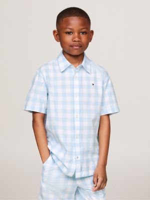 Gingham Check Regular Short Sleeve Shirt | White | Tommy Hilfiger