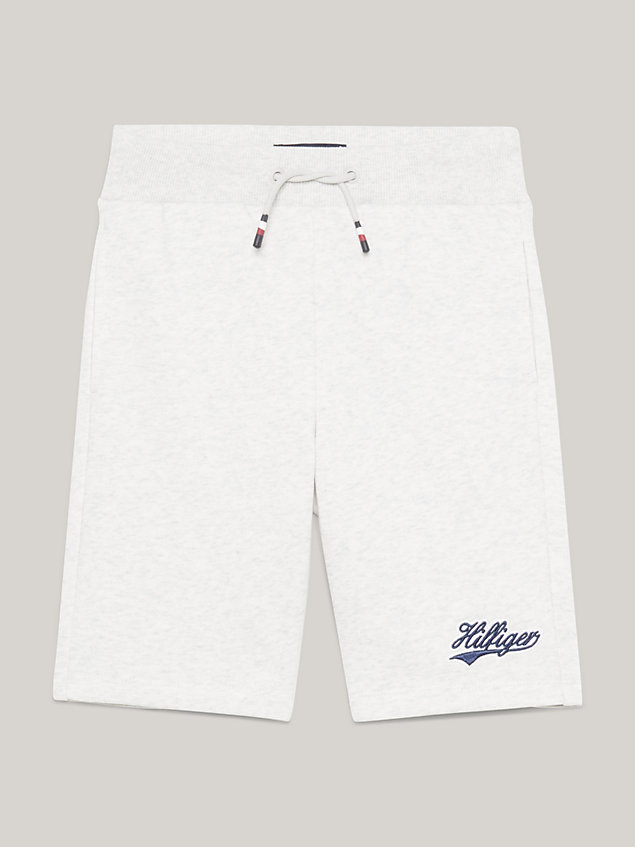 grey varsity script logo sweat shorts for boys tommy hilfiger