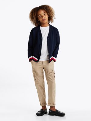 cardigan à bande emblématique plusieurs couleurs pour garçons tommy hilfiger