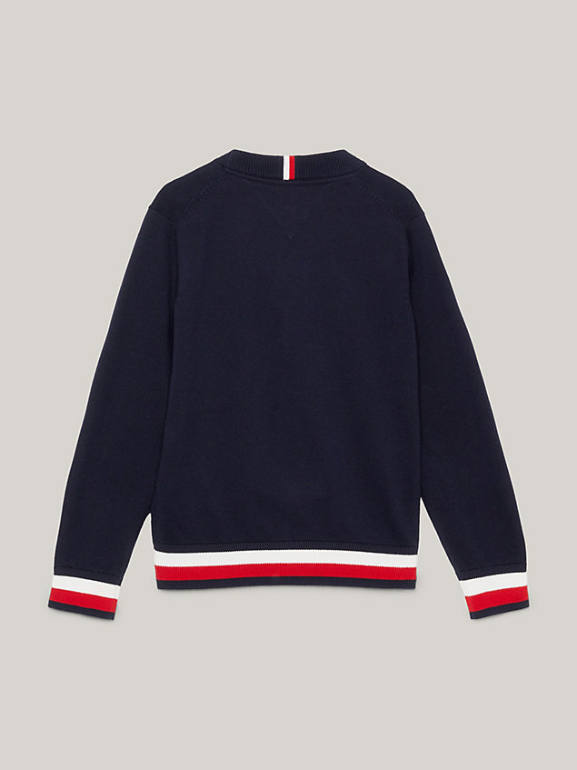 blue essential signature tape cardigan for boys tommy hilfiger