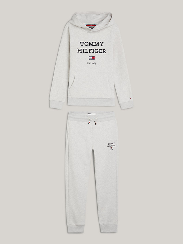 grey set aus hoodie und jogginghose mit logo für jungen - tommy hilfiger