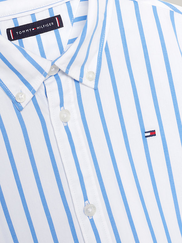 blue stripe flag embroidery regular shirt for boys tommy hilfiger