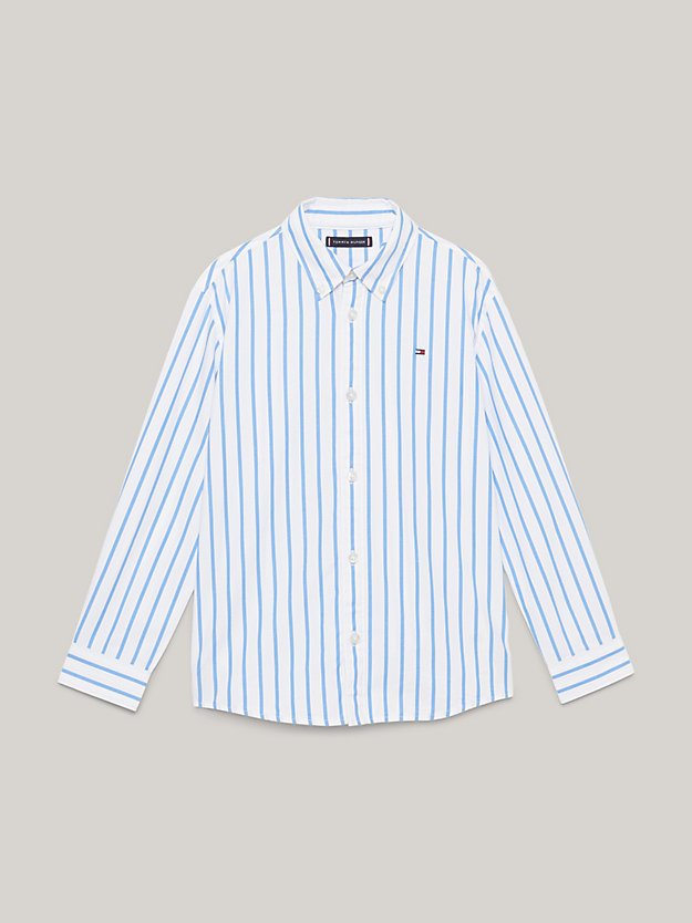 blue stripe flag embroidery regular shirt for boys tommy hilfiger