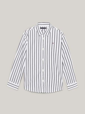 blue regular fit hemd mit aufgestickter flag für jungen - tommy hilfiger