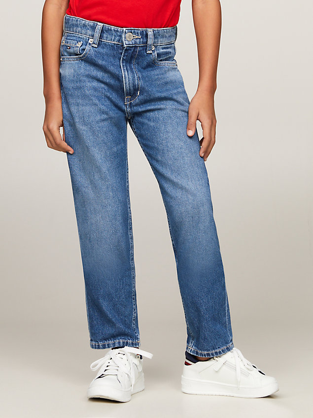 blue relaxed faded skater jeans for boys tommy hilfiger