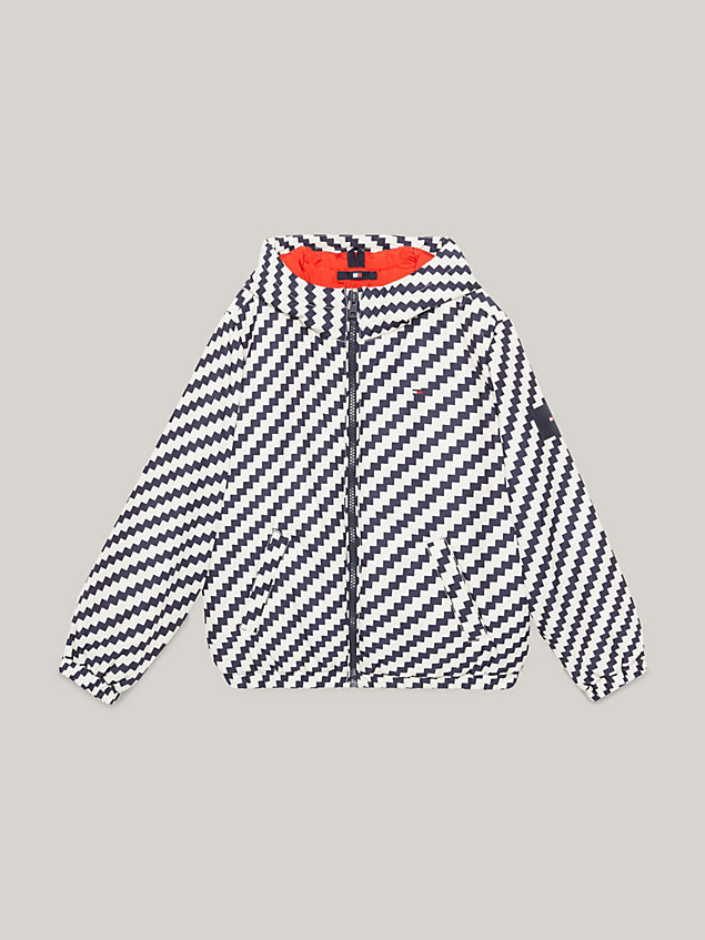 giacca a vento relaxed fit con righe zigzag blue da bambini tommy hilfiger