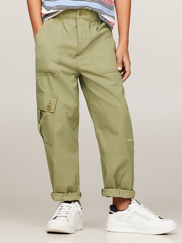 green th monogram wide leg cargo trousers for boys tommy hilfiger