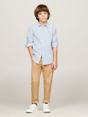 blue gestreiftes hemd aus seersucker für jungen - tommy hilfiger