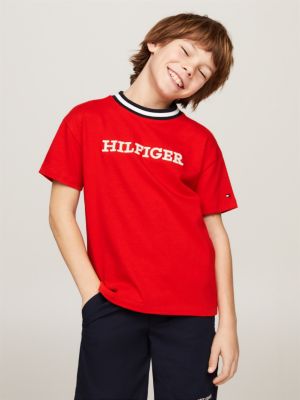 T shirt met Hilfiger Monotype logo Rood Tommy Hilfiger