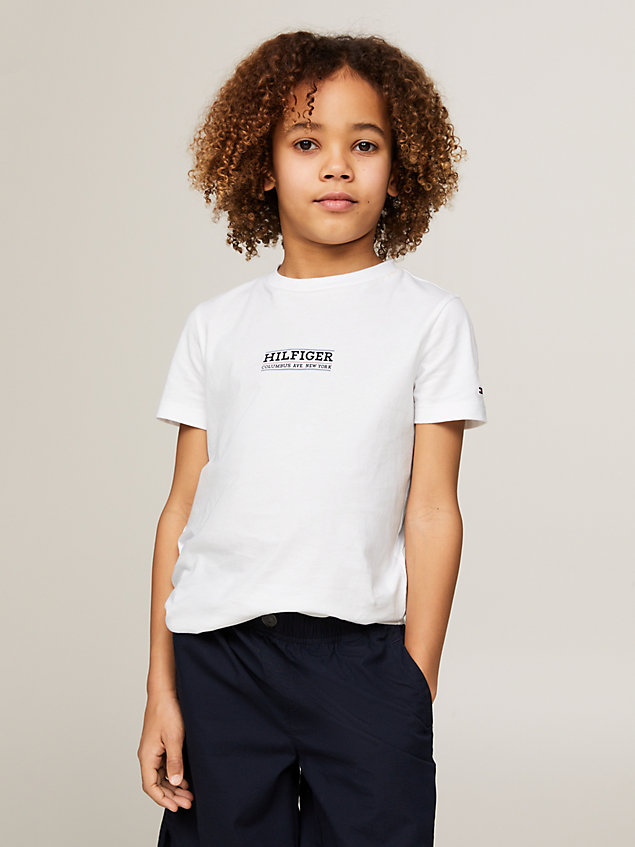white hilfiger monotype t-shirt voor jongens - tommy hilfiger