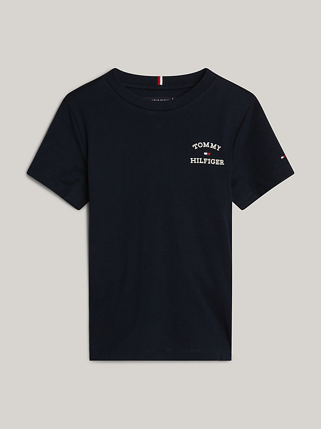 t-shirt adaptive con logo sul petto blue da bambini tommy hilfiger