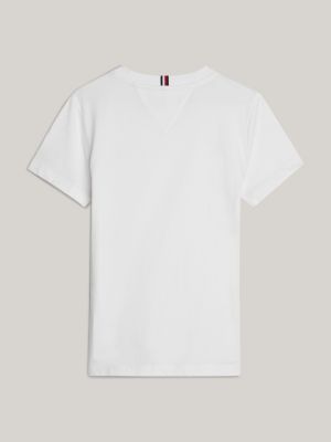 white adaptive t-shirt mit logo auf der brust für jungen - tommy hilfiger