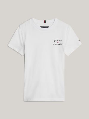 white adaptive t-shirt mit logo auf der brust für jungen - tommy hilfiger