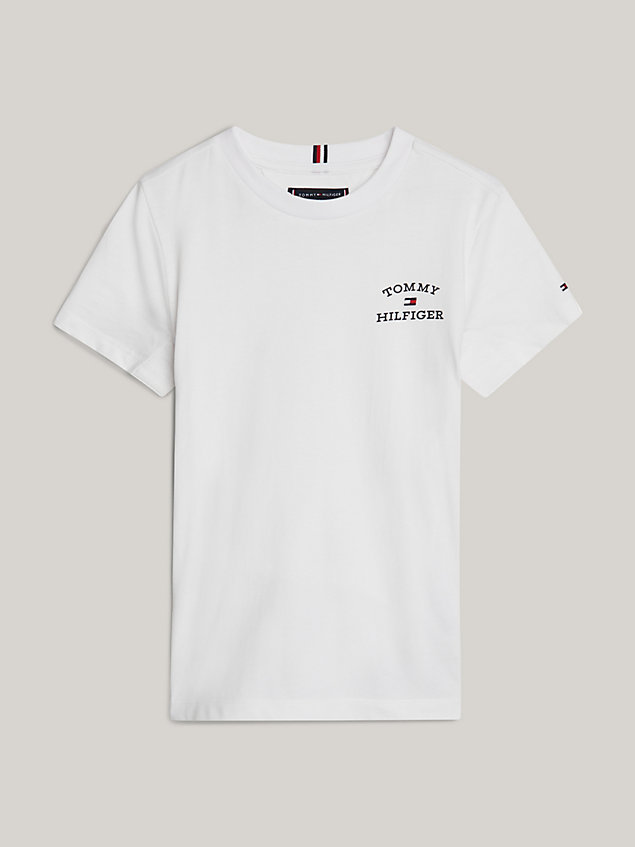 white adaptive chest logo t-shirt for boys tommy hilfiger