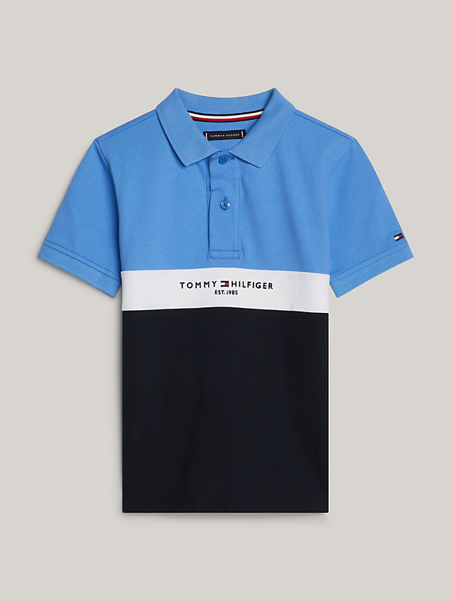 blue adaptive th established colour-blocked polo voor jongens - tommy hilfiger