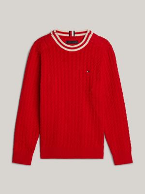 Tommy Hilfiger Men's Iconic Cable Knit Sweater 2024 Collection, Primary Red.,  Small : : Clothing, Shoes & Accessories