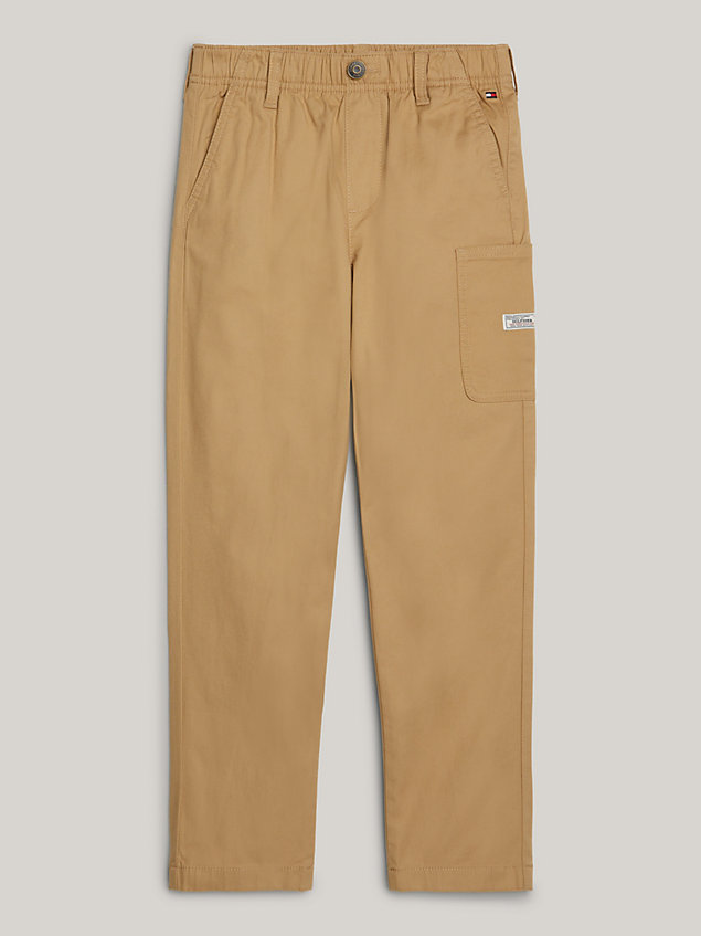 khaki adaptive relaxed skater trousers for boys tommy hilfiger