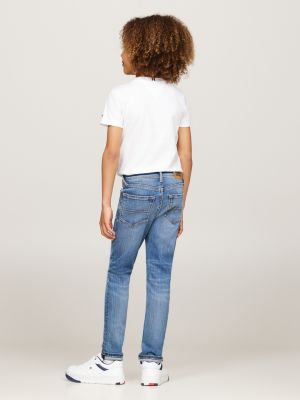 blauw scanton y slim faded jeans voor jongens - tommy hilfiger