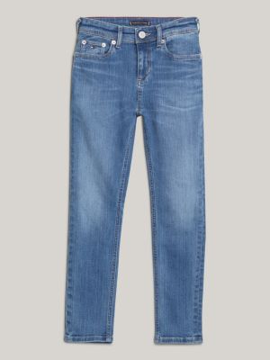 jeans scanton y slim fit sbiaditi blu da bambini tommy hilfiger