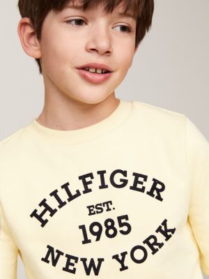 yellow hilfiger monotype flock logo sweatshirt for boys tommy hilfiger