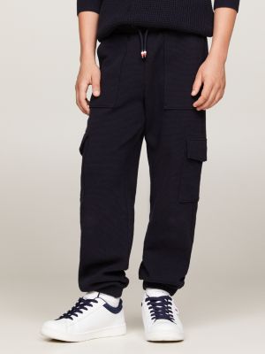 Hilfiger Monotype Waffle Cargo Joggers Blue Tommy Hilfiger