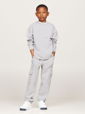 grey hilfiger monotype waffle cargo joggers for boys tommy hilfiger