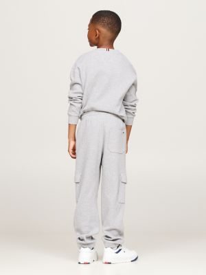 grey hilfiger monotype waffle cargo joggers for boys tommy hilfiger