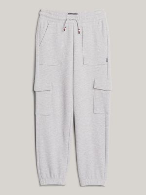 grey hilfiger monotype waffle cargo joggers for boys tommy hilfiger