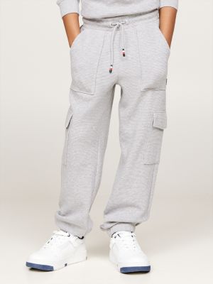 grey hilfiger monotype waffle cargo joggers for boys tommy hilfiger