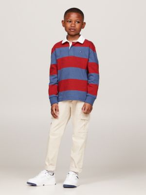 pantaloni cargo straight fit multitasche beige da bambini tommy hilfiger