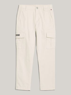 pantaloni cargo straight fit multitasche beige da bambini tommy hilfiger