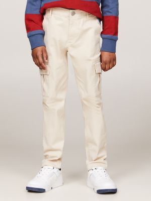 pantaloni cargo straight fit multitasche beige da bambini tommy hilfiger