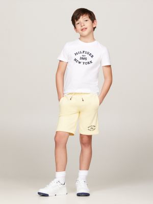 shorts sportivi hilfiger monotype con logo giallo da bambini tommy hilfiger