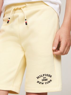 yellow hilfiger monotype flock logo sweat shorts for boys tommy hilfiger