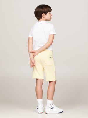 yellow hilfiger monotype flock logo sweat shorts for boys tommy hilfiger