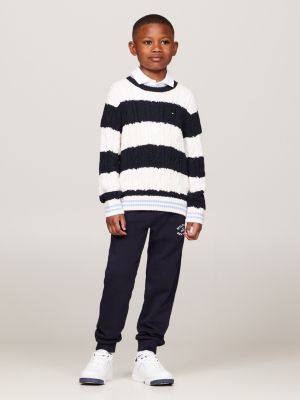 pullover a righe color block blu da bambini tommy hilfiger