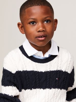 pullover a righe color block blu da bambini tommy hilfiger