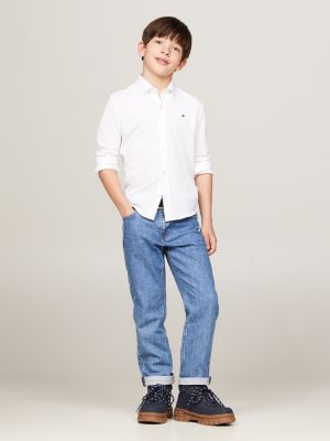 white pique regular fit shirt for boys tommy hilfiger