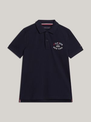 blue hilfiger monotype logo embroidery regular polo for boys tommy hilfiger