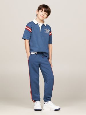 blue hilfiger monotype contrast stripe regular polo for boys tommy hilfiger