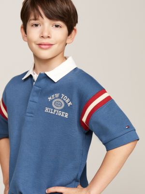 blue hilfiger monotype contrast stripe regular polo for boys tommy hilfiger