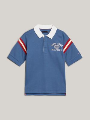 blue hilfiger monotype contrast stripe regular polo for boys tommy hilfiger