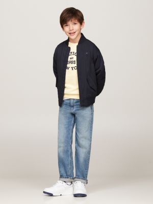 bomber hilfiger monotype imbottito con logo blu da bambini tommy hilfiger