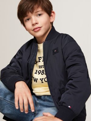 bomber hilfiger monotype imbottito con logo blu da bambini tommy hilfiger