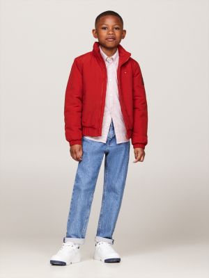 giubbino imbottito essential con zip rosso da bambini tommy hilfiger