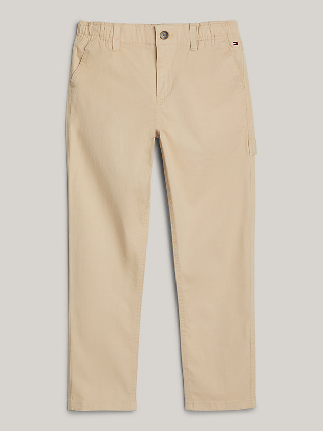 beige essential skater pull-on relaxed trousers for boys tommy hilfiger