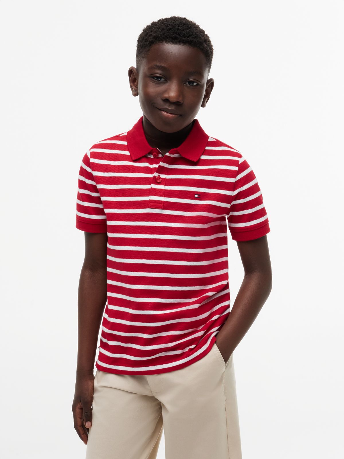 Essential Flag Embroidery Pique Polo Shirt — Multi