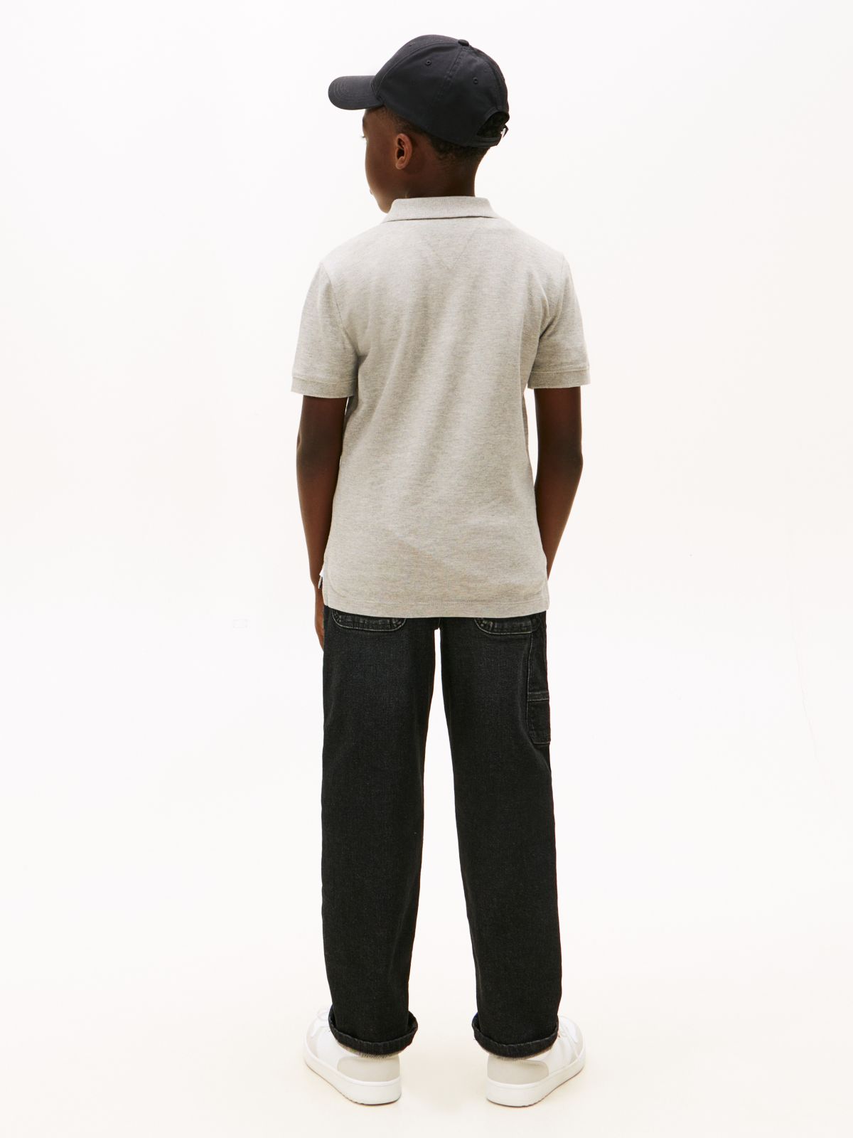 Essential Flag Embroidery Pique Polo Shirt — Grey