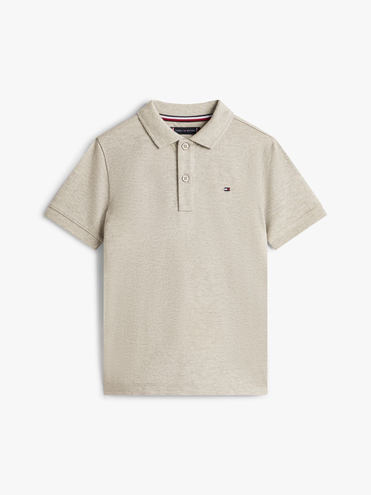 Essential Flag Embroidery Pique Polo Shirt — Grey