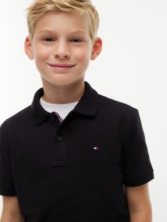 Essential Flag Embroidery Pique Polo Shirt — Black 3